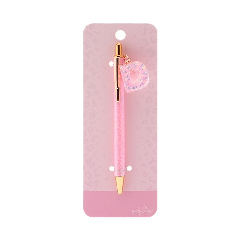 Caneta com letra Lovely Story — Rosa / D