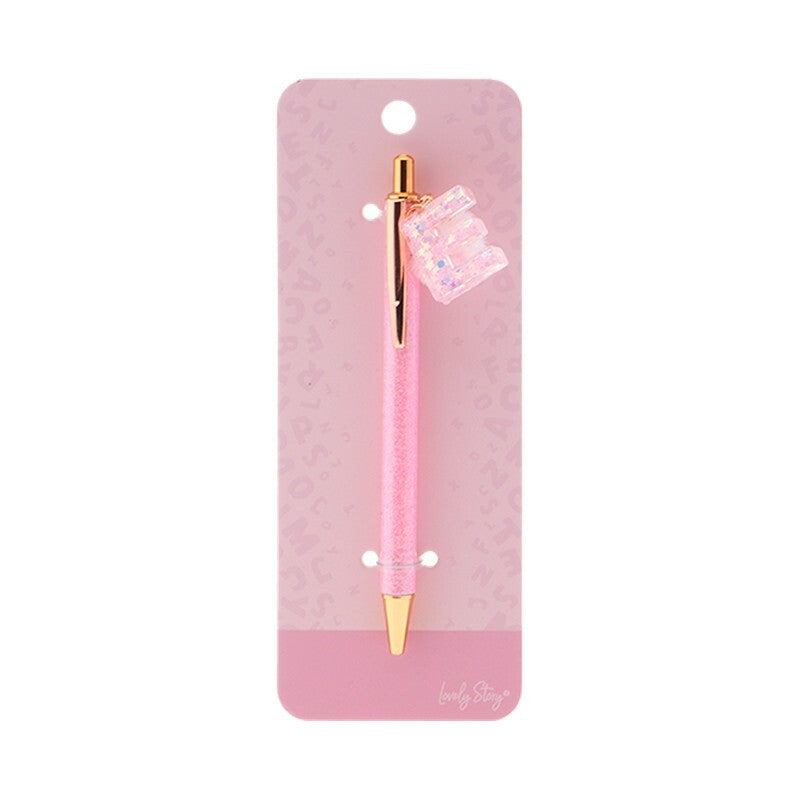 Caneta com letra Lovely Story — Rosa / E