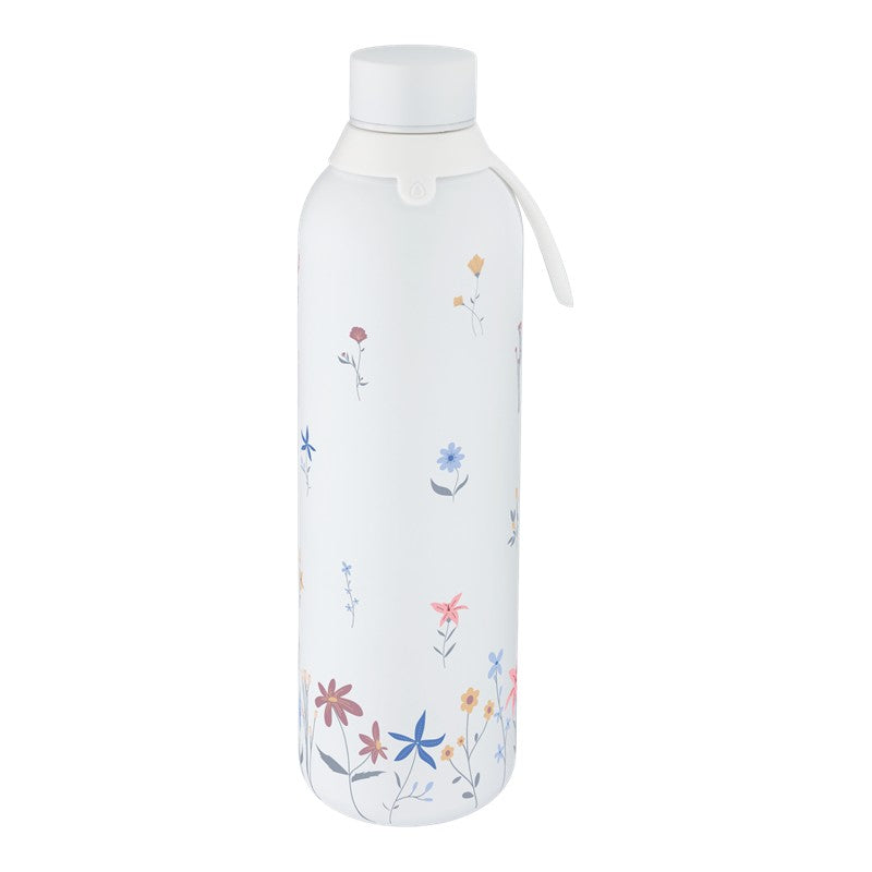 Garrafa térmica com interior cerâmico 750 ml Lovely Story – Petal Whisper – Branco gelo — Ref. BTC2648BL-7