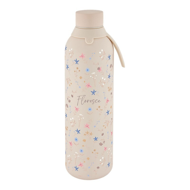 Garrafa térmica com interior cerâmico 750 ml Lovely Story – Floresce – Areia — Ref. BTC2648SD-7PT