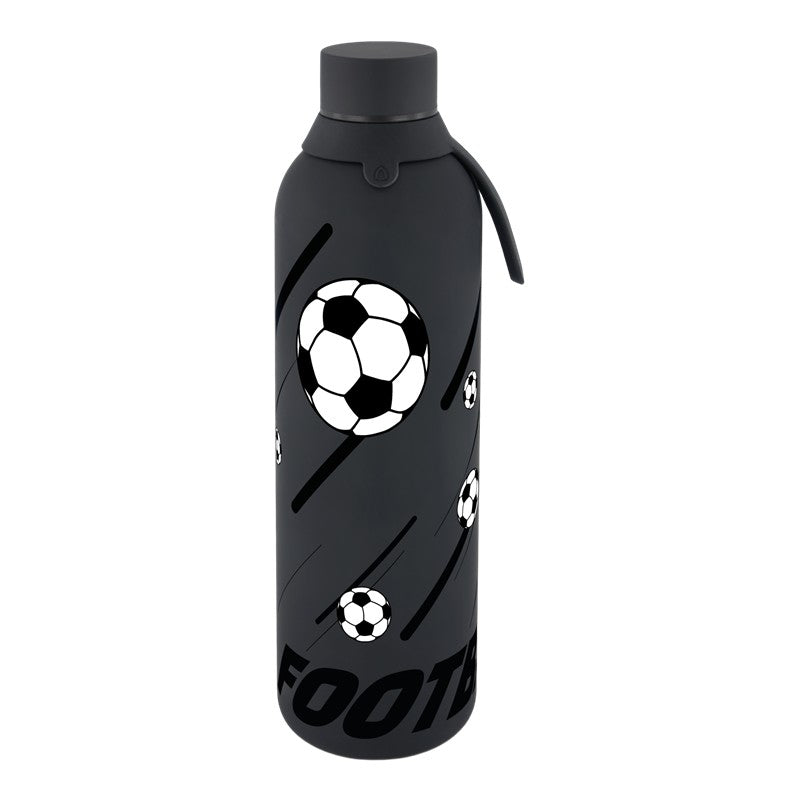 Garrafa térmica com interior cerâmico 750 ml Lovely Story – Football Match – Preto — Ref. BTC2654NG-7