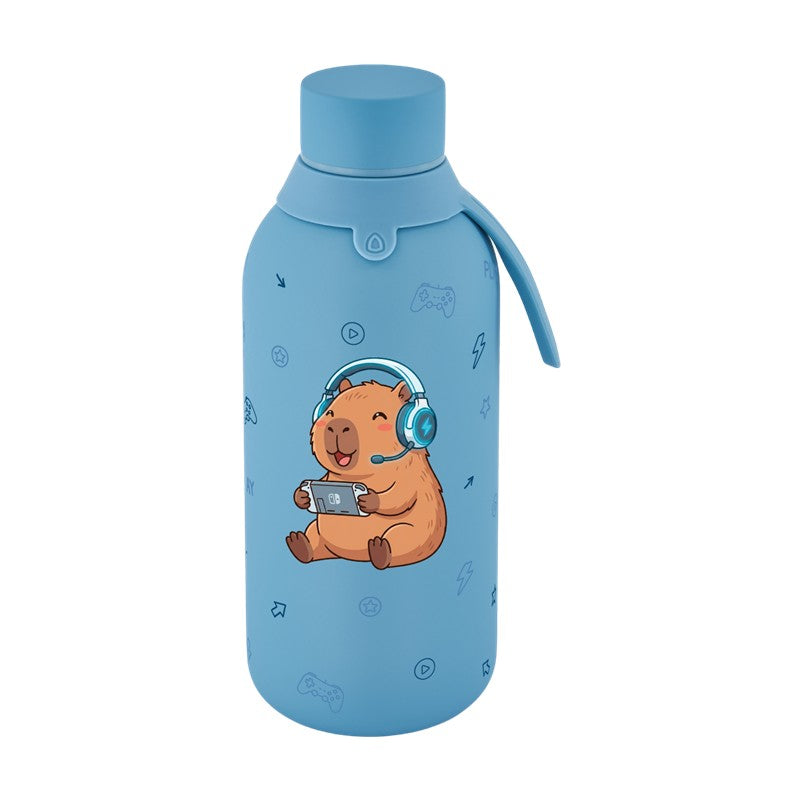 Garrafa térmica com interior cerâmico 500 ml Lovely Story – Capi Gamer – Azul petróleo — Ref. BTC2662PB