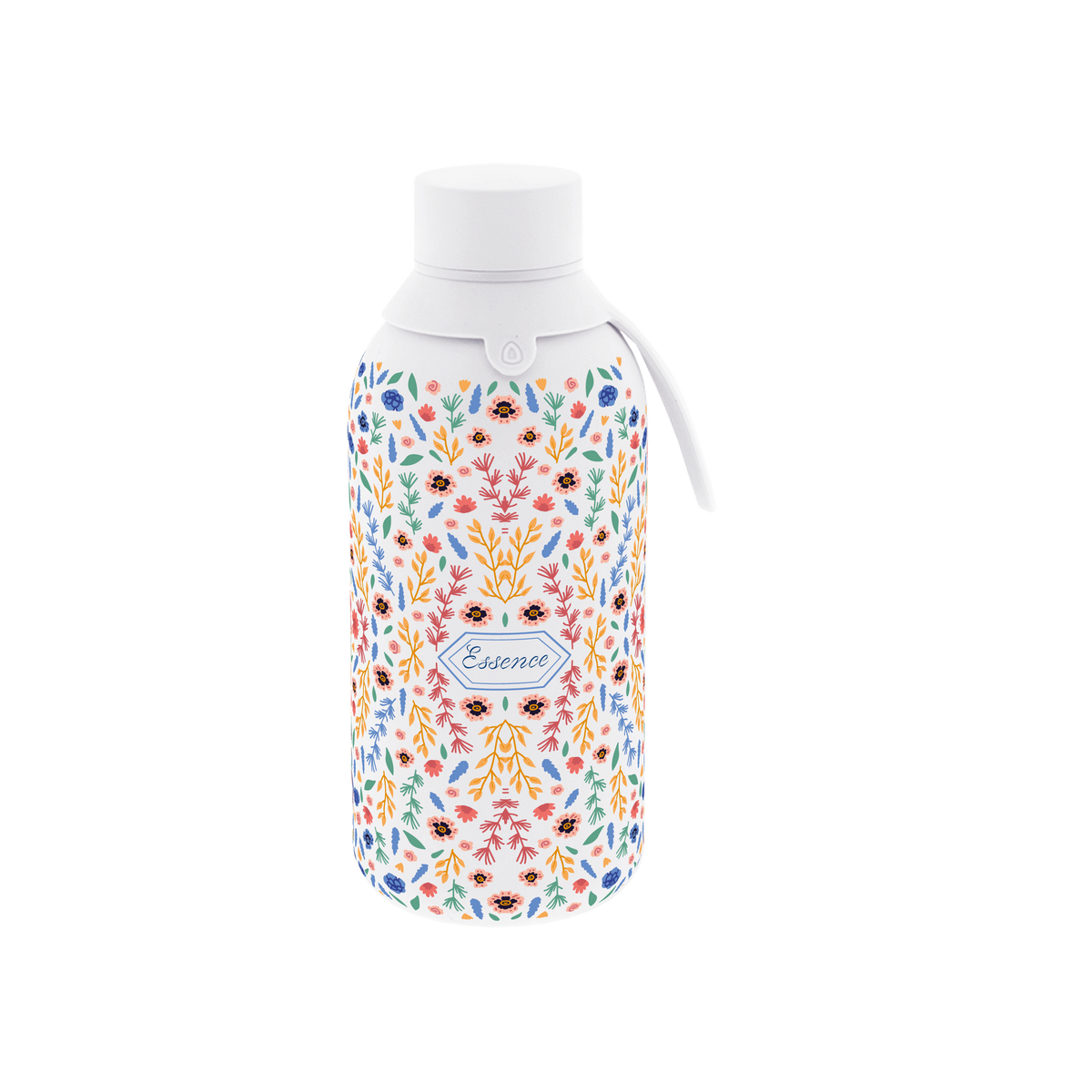 Garrafa térmica com interior cerâmico Áurea – Floral Essence – 500 ml · Branco gelo · Essence