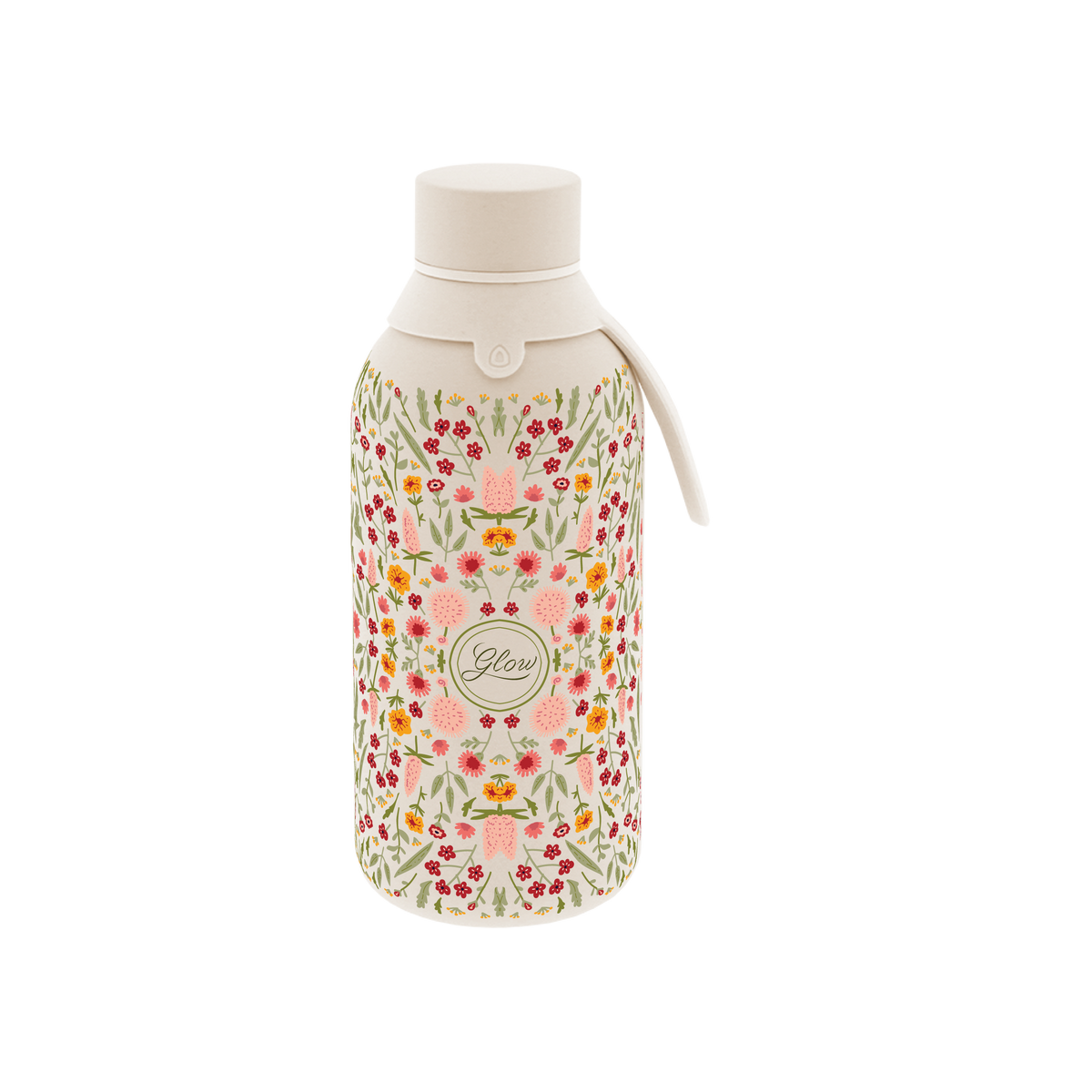 Garrafa térmica com interior cerâmico Áurea – Floral Essence – 500 ml · Areia · Glow