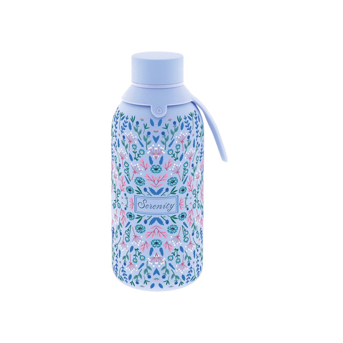 Garrafa térmica com interior cerâmico Áurea – Floral Essence – 500 ml · Azul céu · Serenity