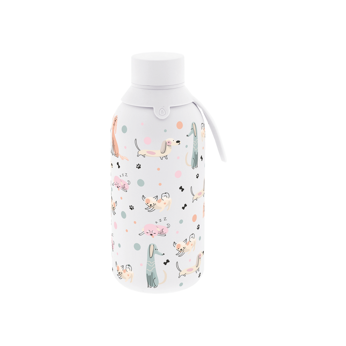 Garrafa térmica com interior cerâmico Áurea – Dot & Woof – 500 ml · Branco gelo