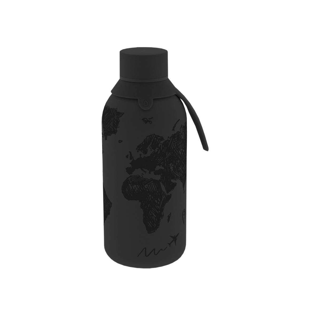 Garrafa térmica com interior cerâmico Áurea – Sketch Maps – 500 ml · Preto