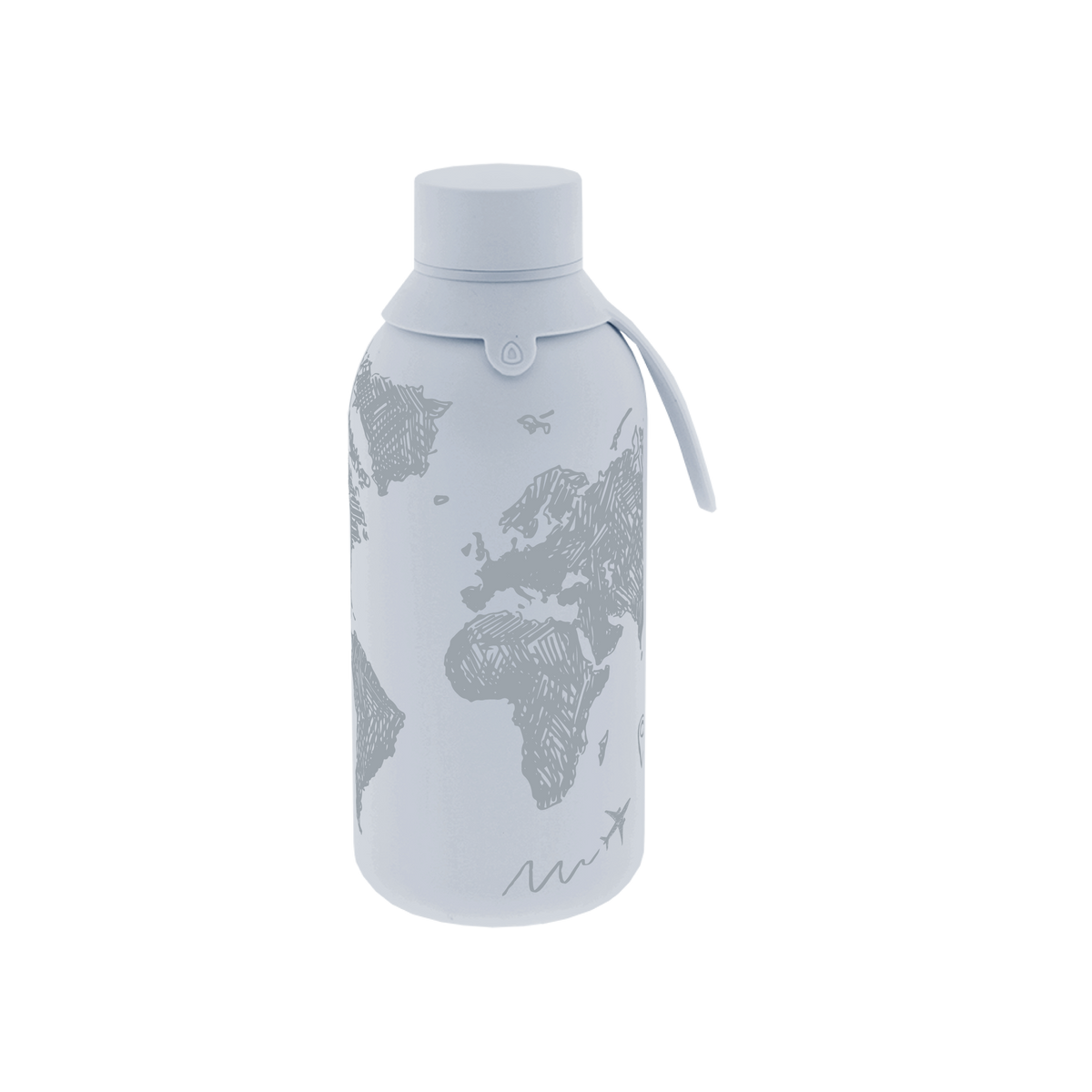 Garrafa térmica com interior cerâmico Áurea – Sketch Maps – 500 ml · Cinzento