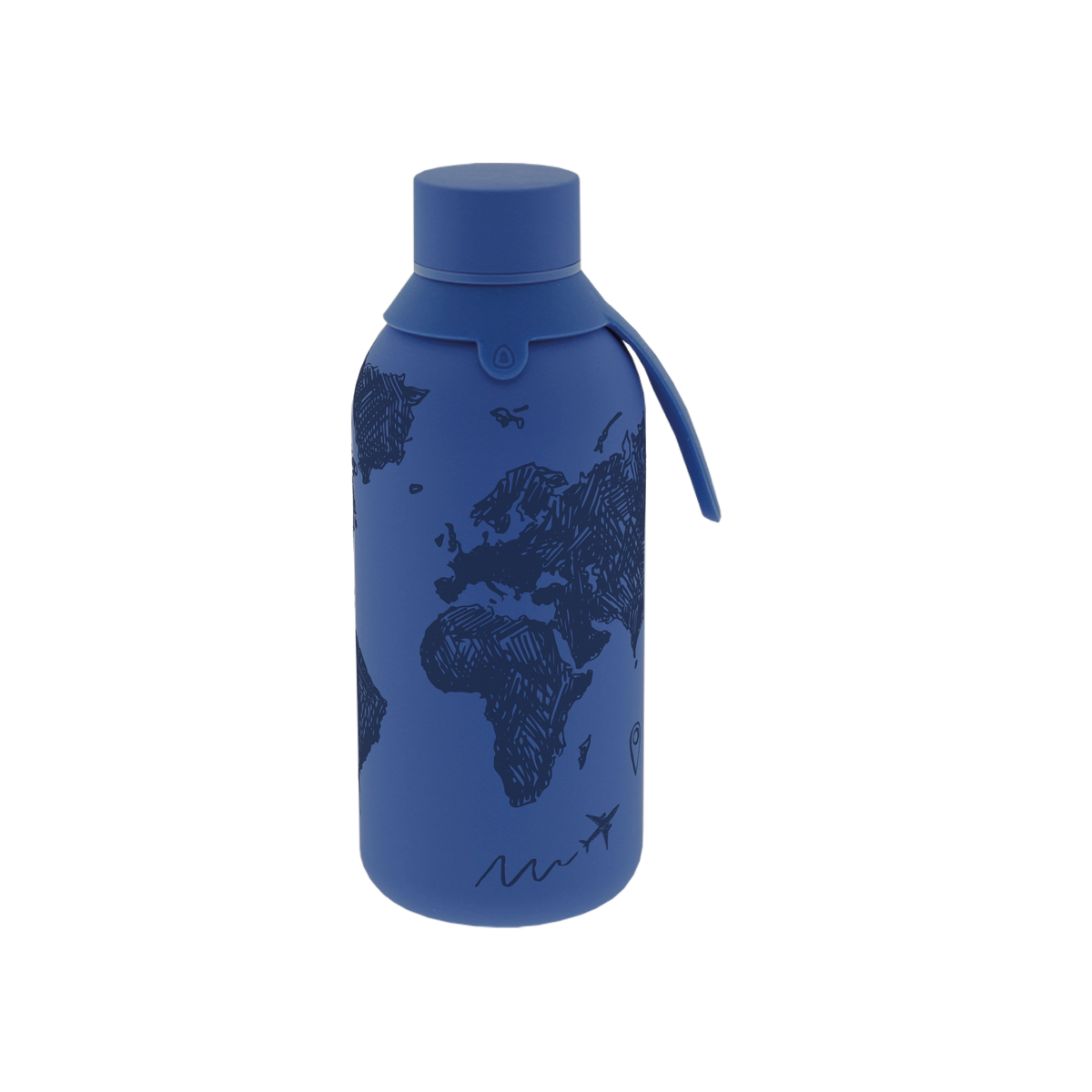 Garrafa térmica com interior cerâmico Áurea – Sketch Maps – 500 ml · Azul escuro