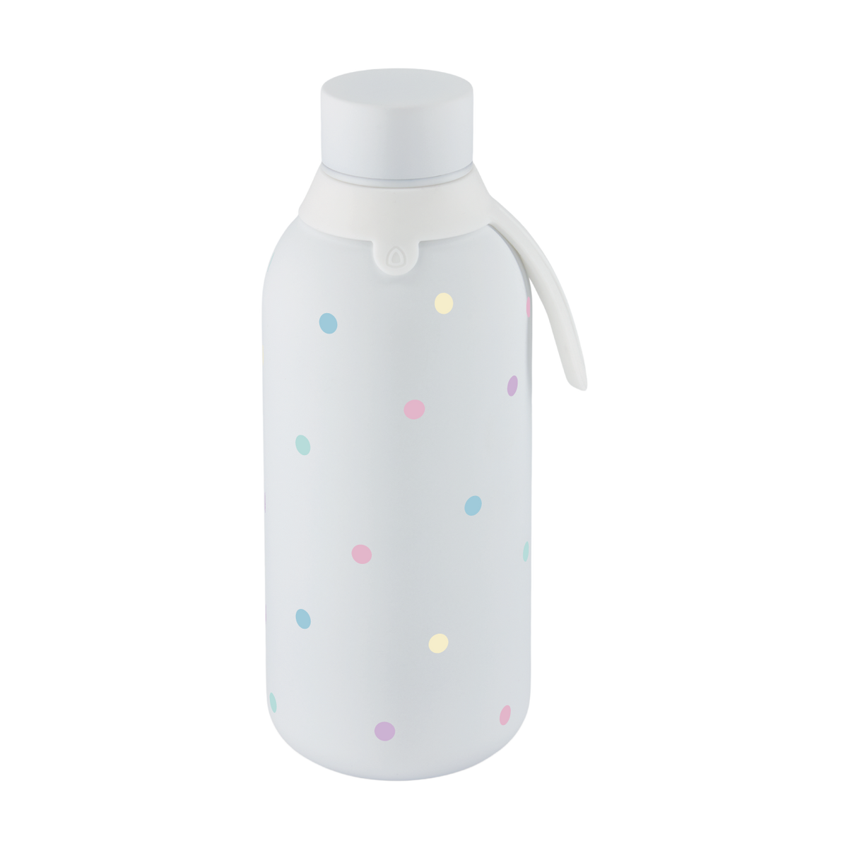 Garrafa térmica com interior cerâmico Áurea – Pastel Dots – 500 ml · Branco gelo