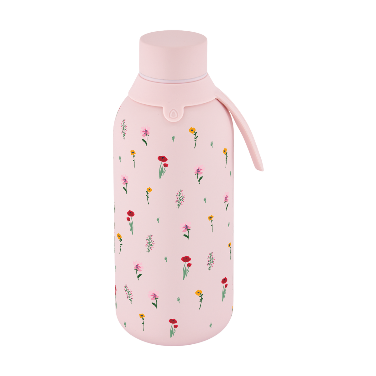 Garrafa térmica com interior cerâmico Áurea – Little Bloom – 500 ml · Rosa