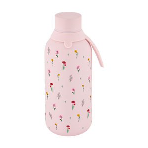 Garrafa térmica com interior cerâmico Áurea – Little Bloom – 500 ml · Rosa
