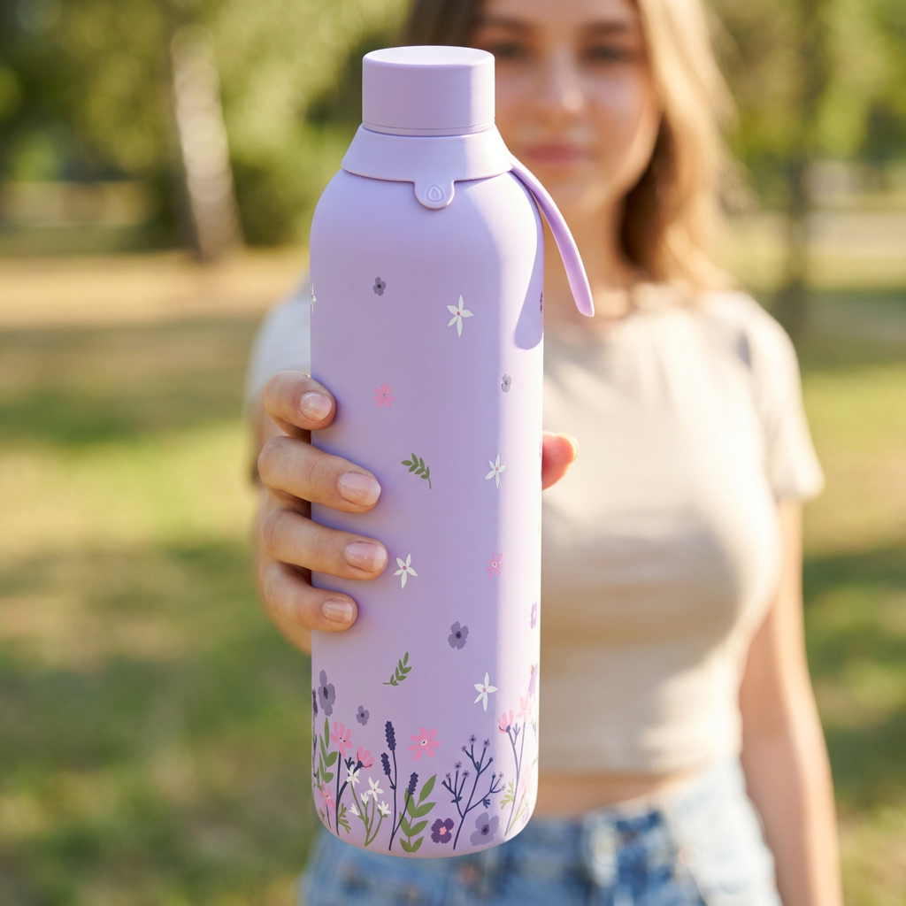 Garrafa térmica com interior cerâmico Áurea – Sweet Breeze – 750 ml · Lilás