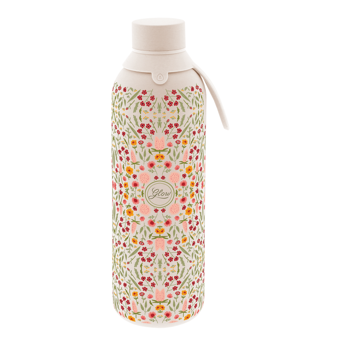 Garrafa térmica com interior cerâmico Áurea – Floral Essence – 750 ml · Areia · Glow