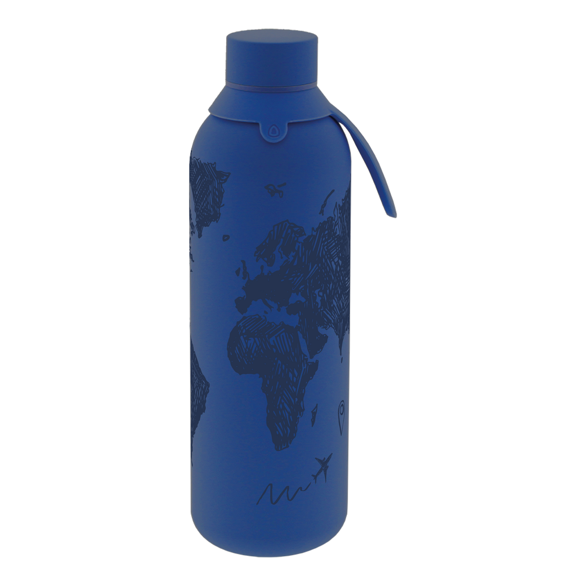 Garrafa térmica com interior cerâmico Áurea – Sketch Maps – 750 ml · Azul escuro