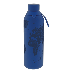 Garrafa térmica com interior cerâmico Áurea – Sketch Maps – 750 ml · Azul escuro