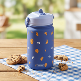 Garrafa térmica infantil 330 ml Áurea – Cookie Beast – Azul Mazarine