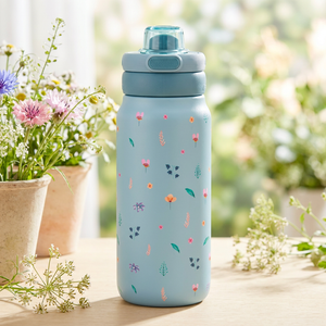 Garrafa térmica Sport 750 ml Áurea – Little Bloom – Verde esmeralda