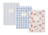 Conjunto de 3 Cadernos Cath Kidston B6 Blue Floral & Check