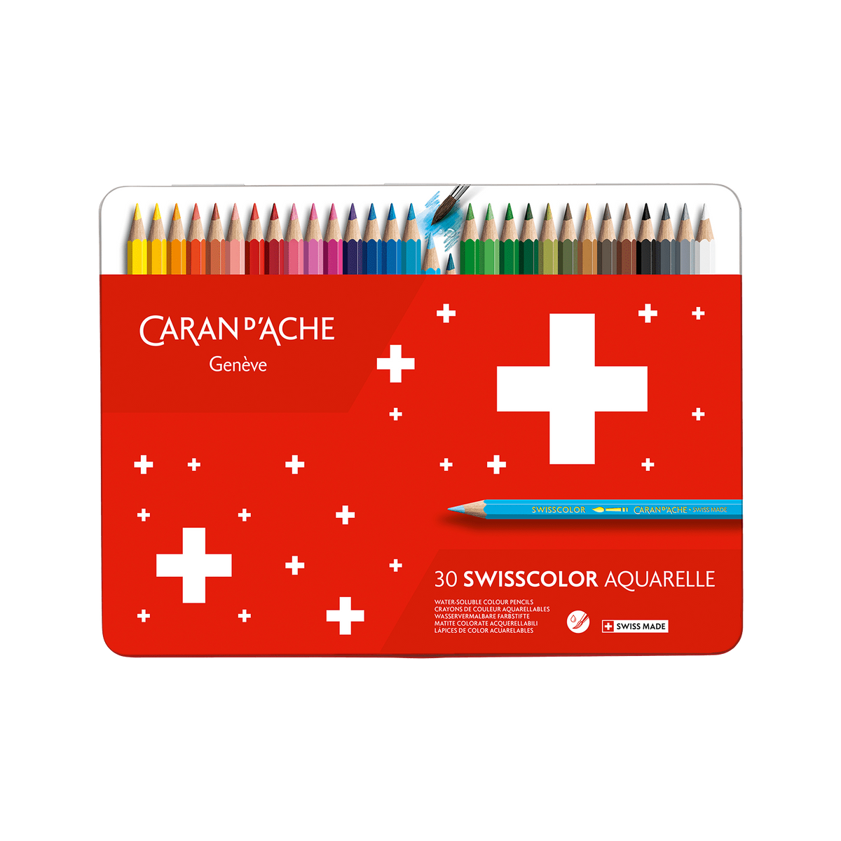 Lápis de cor aguareláveis Caran d'Ache Swisscolor — 30 cores