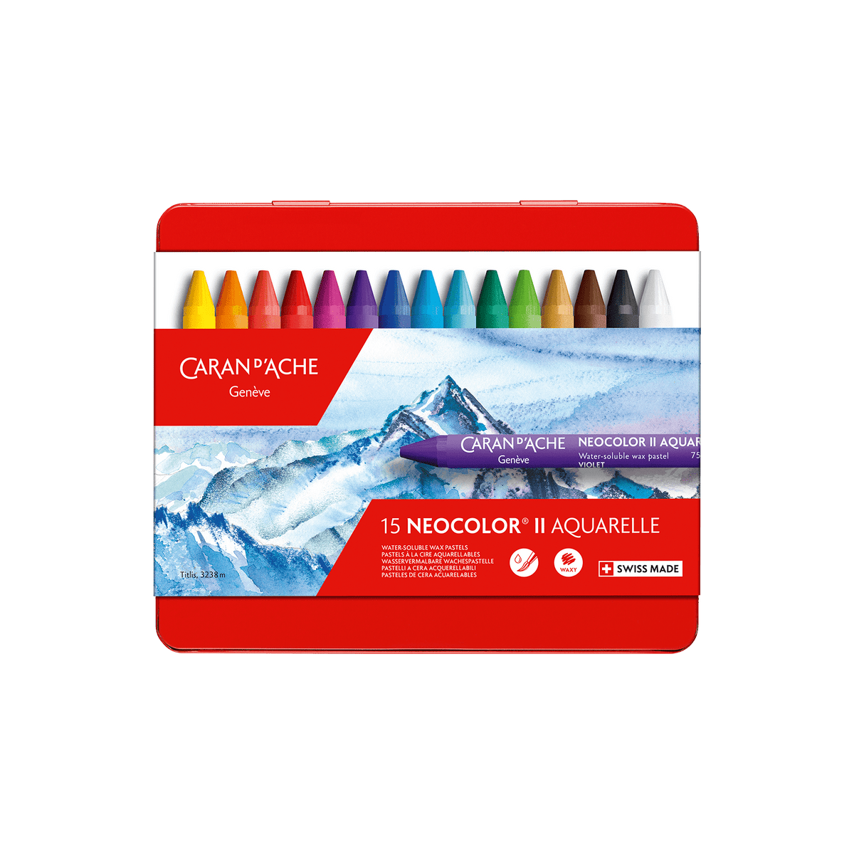 Lápis de cera aguareláveis Caran d'Ache Neocolor II — 15 cores