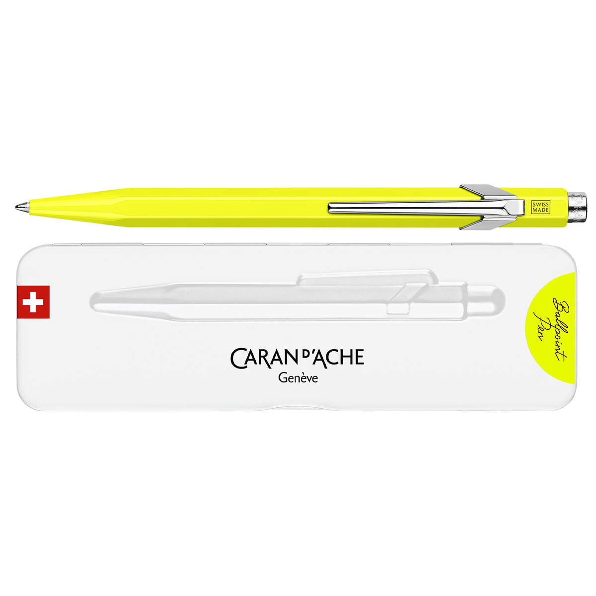 Esferográfica Caran d'Ache 849 Popline com estojo — Amarelo Fluo