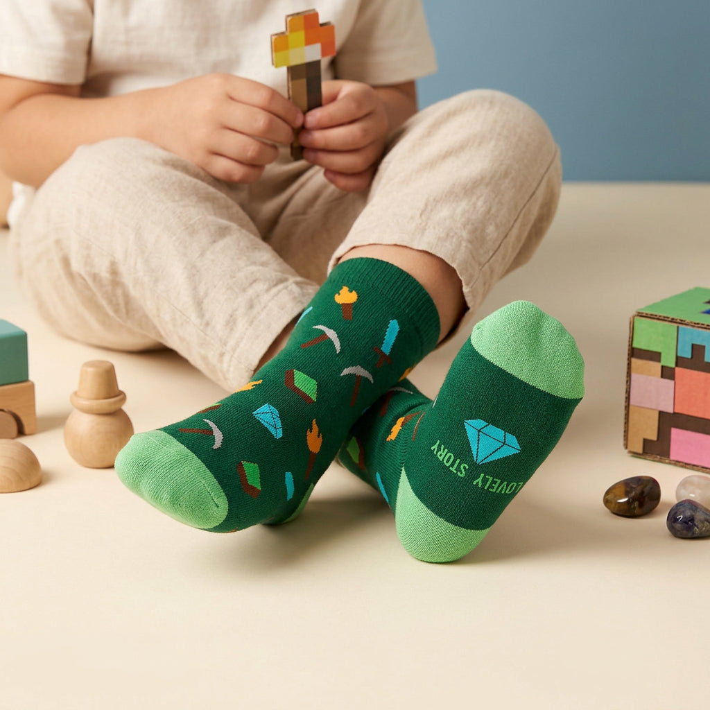Meias Infantis Lovely Story Pixel Craft – 24–29 – fotografia 4