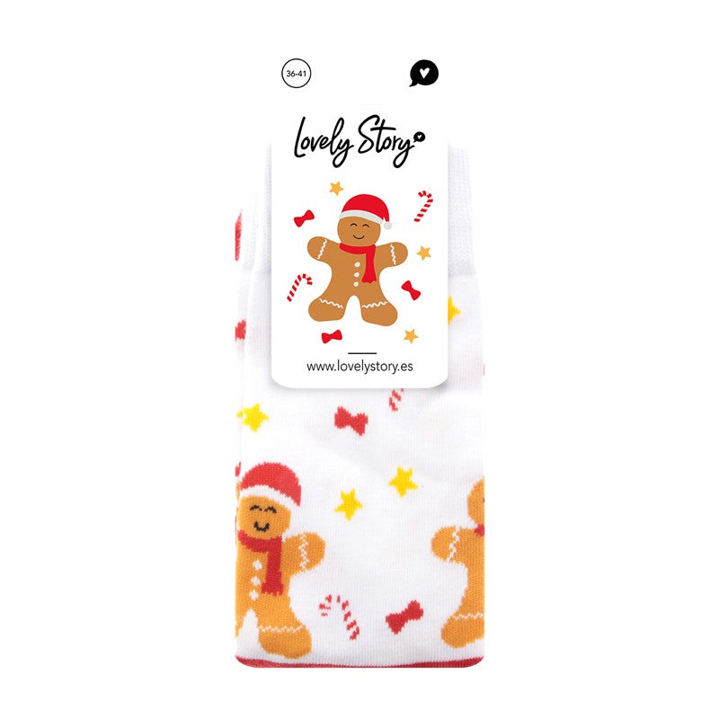 Meias de Natal Lovely Story – Gingerbread — tamanho 36-41 — embalagem