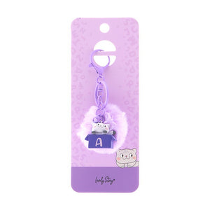 Porta-chaves gato com letra Lovely Story — Roxo / A