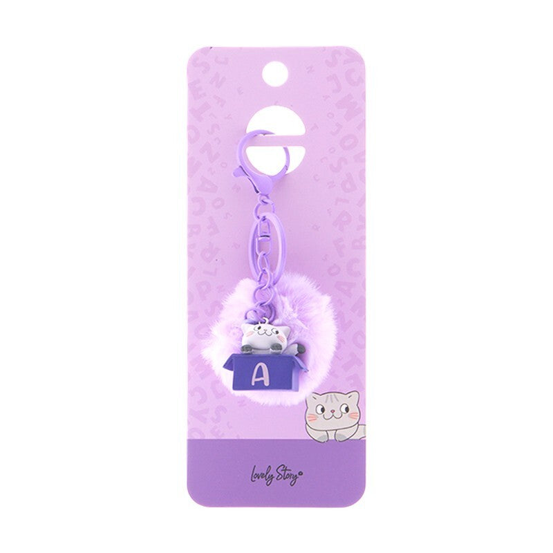 Porta-chaves gato com letra Lovely Story — Roxo / A