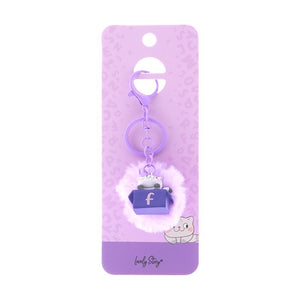 Porta-chaves gato com letra Lovely Story — Roxo / F