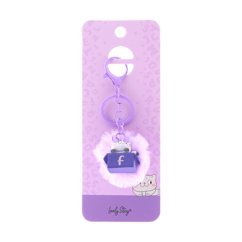 Porta-chaves gato com letra Lovely Story — Roxo / F