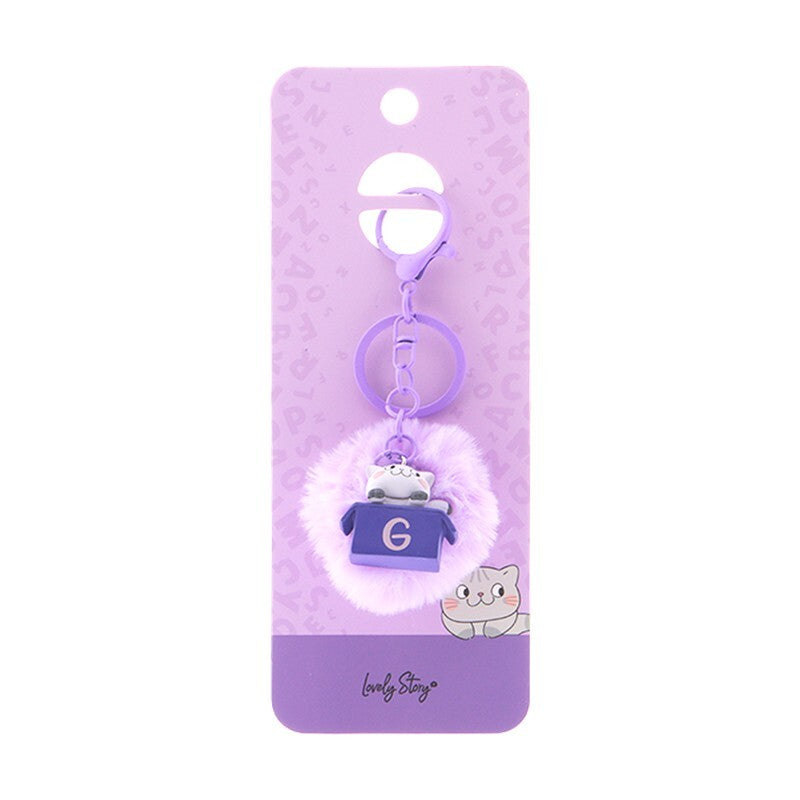 Porta-chaves gato com letra Lovely Story — Roxo / G