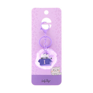 Porta-chaves gato com letra Lovely Story — Roxo / I