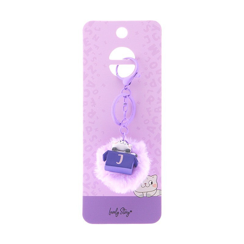 Porta-chaves gato com letra Lovely Story — Roxo / J