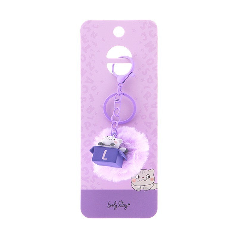 Porta-chaves gato com letra Lovely Story — Roxo / L