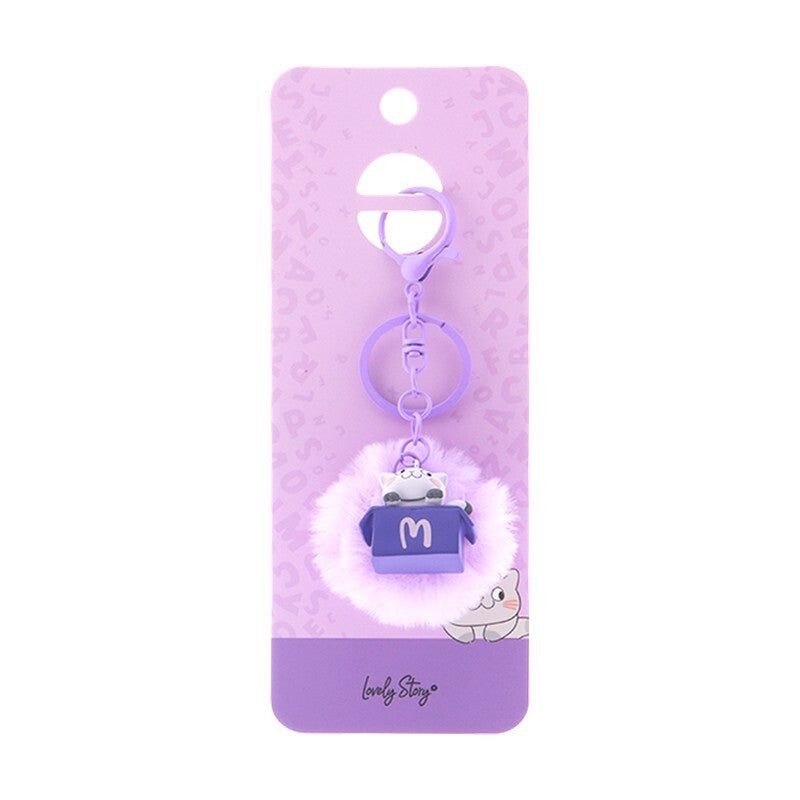 Porta-chaves gato com letra Lovely Story — Roxo / M
