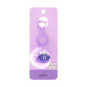 Porta-chaves gato com letra Lovely Story — Roxo / N