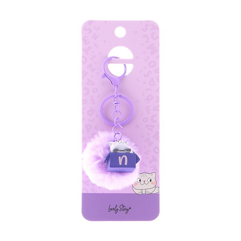 Porta-chaves gato com letra Lovely Story — Roxo / N