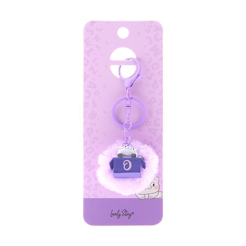 Porta-chaves gato com letra Lovely Story — Roxo / O