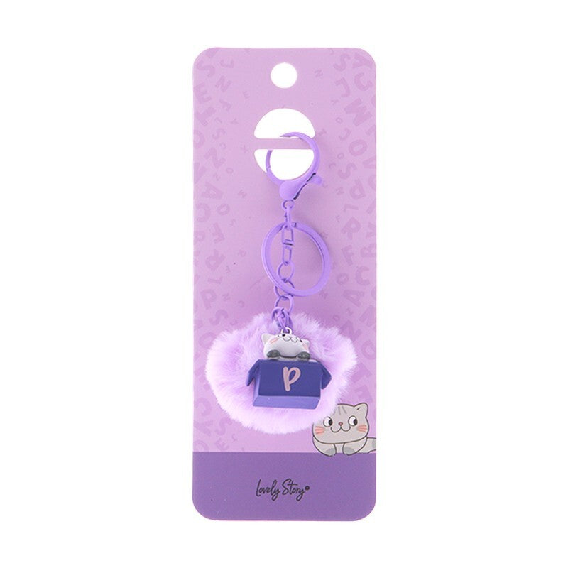 Porta-chaves gato com letra Lovely Story — Roxo / P