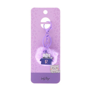 Porta-chaves gato com letra Lovely Story — Roxo / R