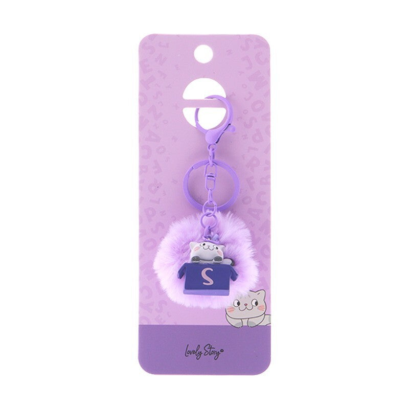 Porta-chaves gato com letra Lovely Story — Roxo / S