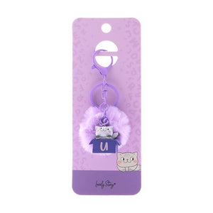 Porta-chaves gato com letra Lovely Story — Roxo / U