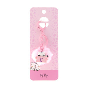 Porta-chaves gato com letra Lovely Story — Rosa / C