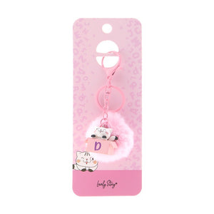 Porta-chaves gato com letra Lovely Story — Rosa / D