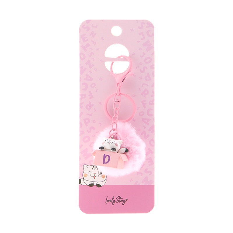 Porta-chaves gato com letra Lovely Story — Rosa / D