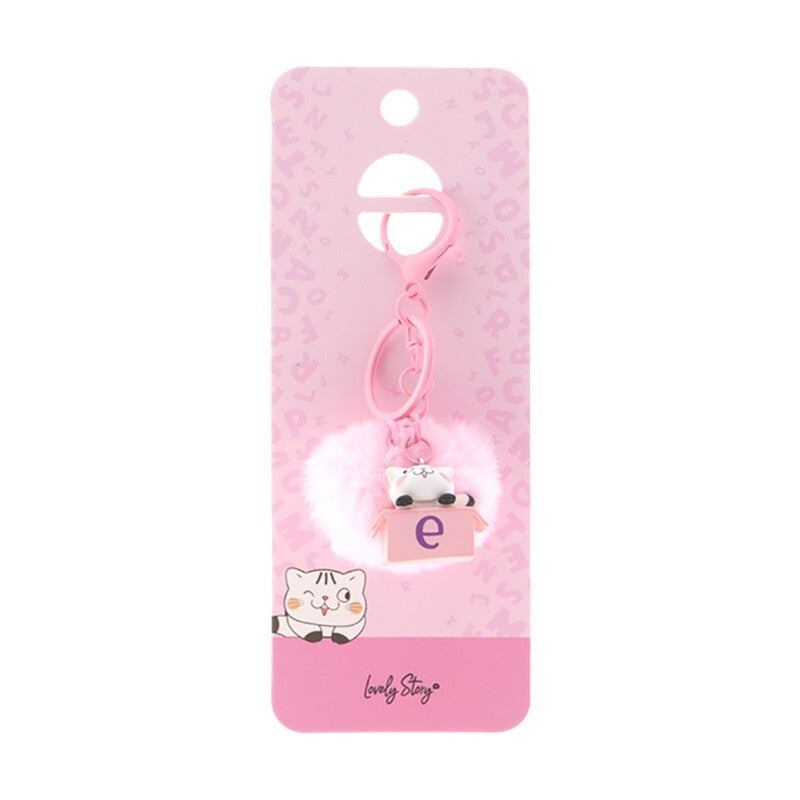 Porta-chaves gato com letra Lovely Story — Rosa / E