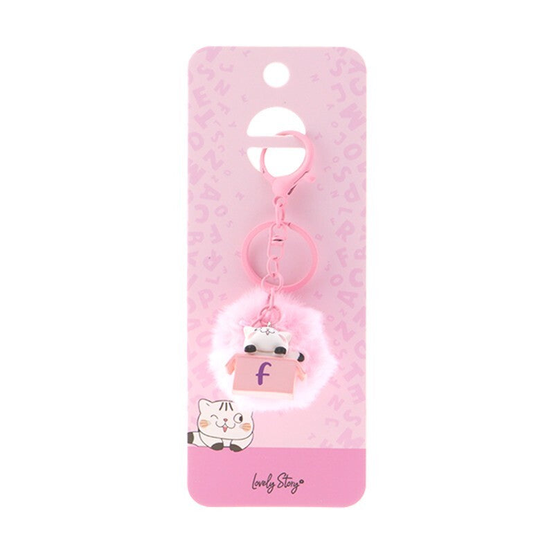 Porta-chaves gato com letra Lovely Story — Rosa / F