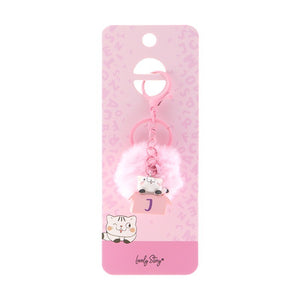 Porta-chaves gato com letra Lovely Story — Rosa / J